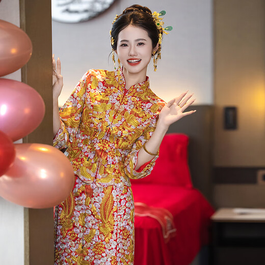 
Zhiji Xiuhe Clothing Bride Dragon and Phoenix Gown 2025 New Chinese Wedding Dress Wedding Dress Ancient Wedding Dress Toast Clothing 23510 S