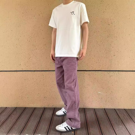 LA海澜之家同款个子显高炸街裤子高街vibe美式绝绝紫色牛仔裤小众直 1098紫色 XL