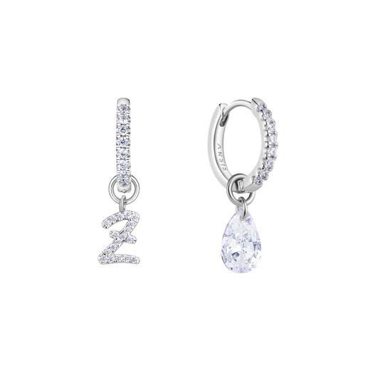 Arsis silver stamped artistic letter earrings for women AB style S925 silver earrings, fashionable and simple, a birthday gift for your girlfriend, artistic letter earrings (Z)
