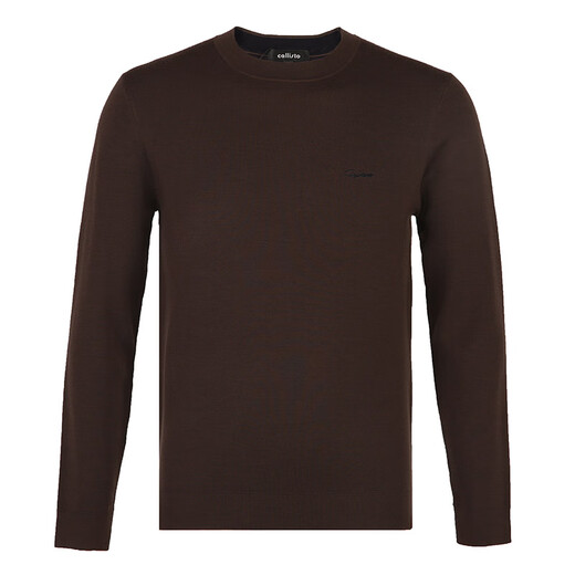 Callisto [Wolle gemischt doppelseitig Jacquard] Herbst und Winter warmer runder Nackenpullover für Männer Geschäft Casual Pullover Strick-Pullover Kaffee 2xl [54 Größe] 120