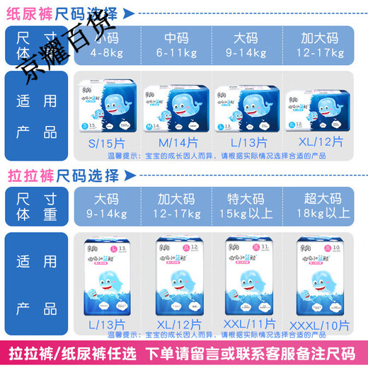 亲阳吸吸小蓝鲸纸尿裤小内裤婴儿拉拉裤尿不湿 纸尿裤S15片*3包 纸尿裤S15片*3包