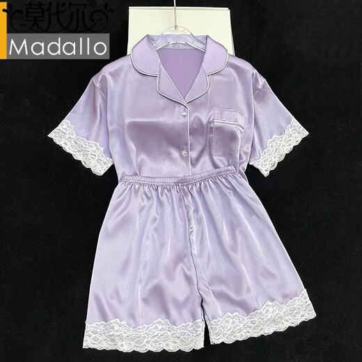 Pyjamas de soie à glace modale pour les femmes avec des filles de style en dentelle en dentelle peut porter des vêtements à domicile en deux pièces décontractés et confortables wlw9227 # m [80-100jin suggérés [Jin est égal à 0,5 kg]]]