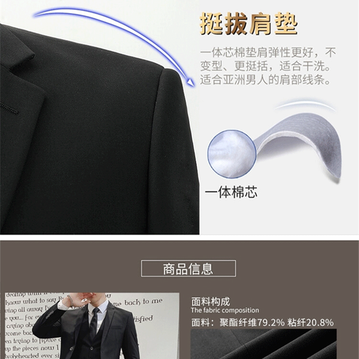 Luo Meng suit men's Korean style slim coat groom wedding dress business professional formal small suit men black single suit XL