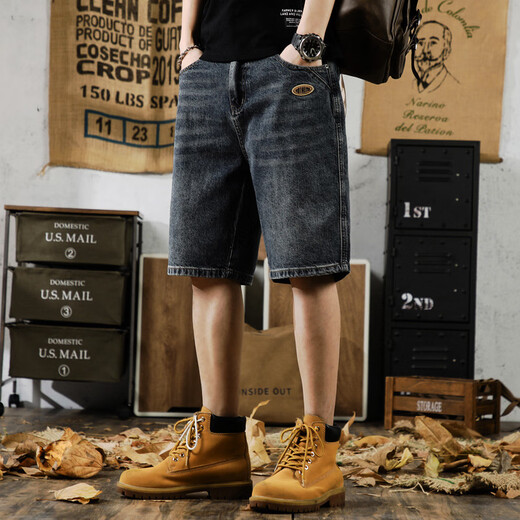 
Yiling Yibei's new American casual denim shorts men's summer loose large size versatile five-point pants 9926 blue 28 suitable for 90-105 Jin [Jin equals 0.5 kg]