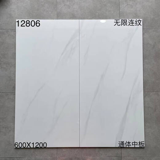 倪之尔定制客厅地板砖佛山600X1200白色灰色通体大理石地砖防滑耐磨大板 12809 600x1200mm