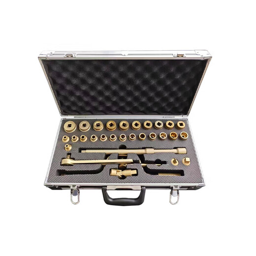Explosion-proof socket wrench 17-piece 32-piece combination set Aluminum bronze beryllium bronze heavy-duty socket multi-functional set Aluminum bronze explosion-proof socket 17-piece set