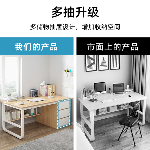 Yuanao office desk home computer desk desktop modern minimalist office table bedroom desk steel wood study table 1.4 meters