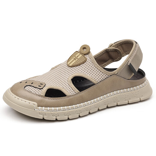 Yierkang Sandals Men's Soft Sole 2025 Été Summer Nouveau Vietnamien Chaussures romaines Sac Toe Chaussures de plage Breatchables Chaussures pour hommes décontractées DF9195 Blanc 38 Référez-vous à l'ordre de taille des chaussures en cuir standard