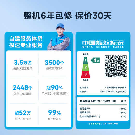 Midea Starlight Pro one-to-four, national subsidy reduced by 20%, multi-connection one-to-three, one-to-multiple, embedded, upgraded version, central air conditioner, 6 HP first-class energy efficiency, one-to-four, three bedrooms and one living room