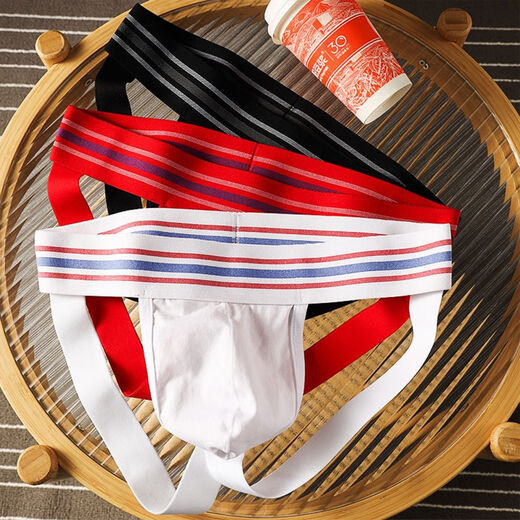 Men's underwear, men's cotton breathable sexy thong, boys' hollow personality, sexy double thong, trendy white, L recommended 110-130Jin Jin equals 0.5 kg