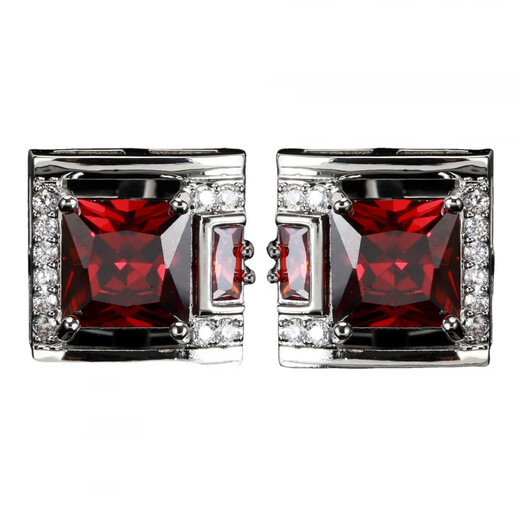 
Hengyuanxiang Square Diamond Men's Cufflinks Luxury French Shirt Suit Cuff Button Red Gem Gift for Boyfriend's Birthday Gift White, K9