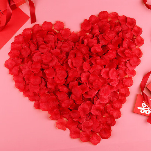 Simulated fake rose petals proposal arrangement wedding room decoration wedding red pink romantic wedding hand sprinkled flowers red gradient (100 pieces)