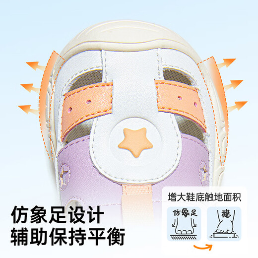 Jinopu baby sandals 25 summer breathable baby shoes 8-18 months boys and girls toddler shoes GB2421 white 19.5 120mm suitable for foot length 116-124mm