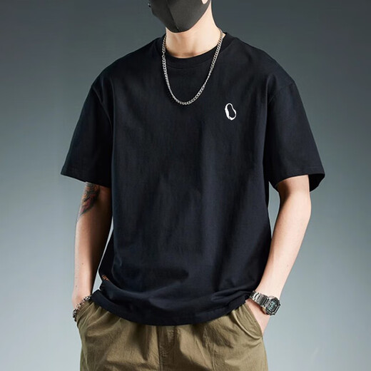 海澜之家 HI-T日系200g重磅短袖t恤男款纯棉圆领宽松纯棉宽松白色打底衫夏季T恤 白色纯棉短袖-9197 M 【建议110-130斤c