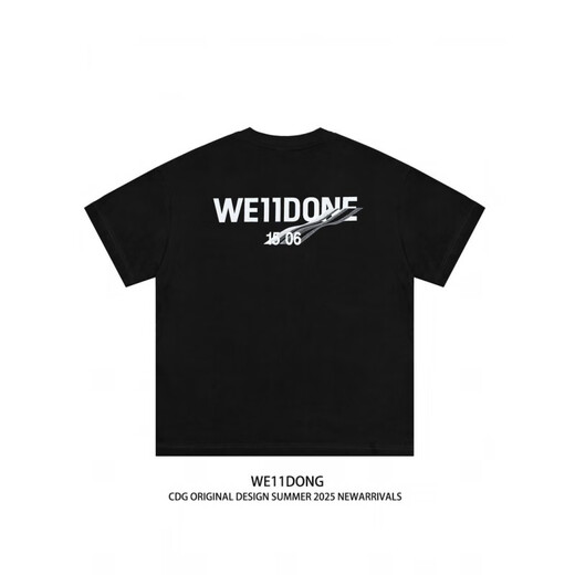 
WE11DONE niche trendy brand summer wave 1506 letter print men and women couple loose short-sleeved T-shirt white M
