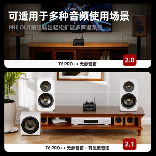 DOUK AUDIO T6 PRO+ Tube Bluetooth 5.1 Audiophile Level Home Small Amplifier Integrated Amplifier Yellow T6 PRO+ with 48V5A Gallium Nitride Power Supply