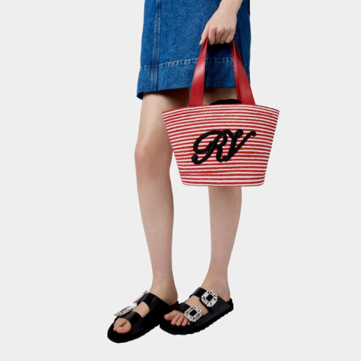 Rogervivier/2025 Neues Sommer -Wohnmobil -Frauenbeutel Lafite Shopping Handtasche Handtasche rot + weiß regelmäßig
