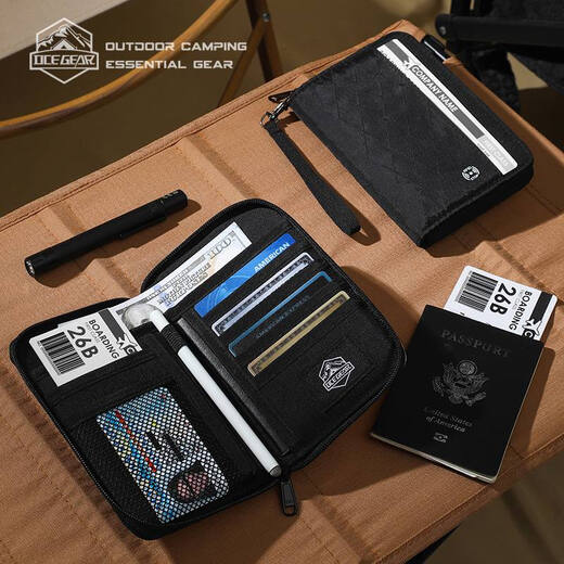 Junkit RFID passport portable bag ID storage bag outdoor travel XPAC water-proof wallet air ticket clip card bag black 12*17*2cm