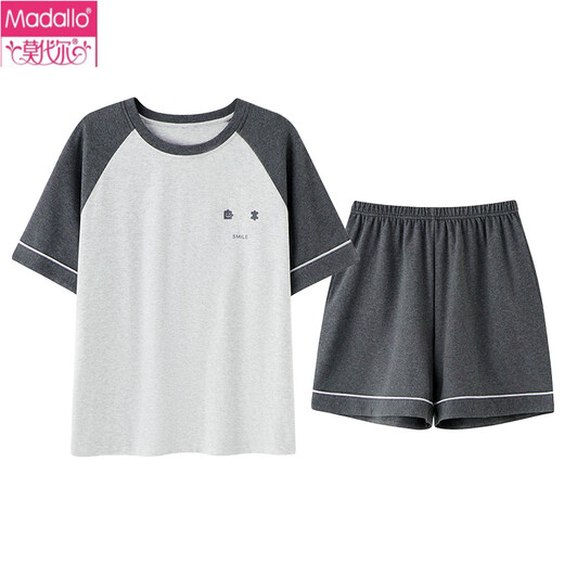 莫代尔女士短袖纯棉睡衣套装夏季家居服纯棉卡通运动夏天可外穿薄款 Y9856 M 75-95斤