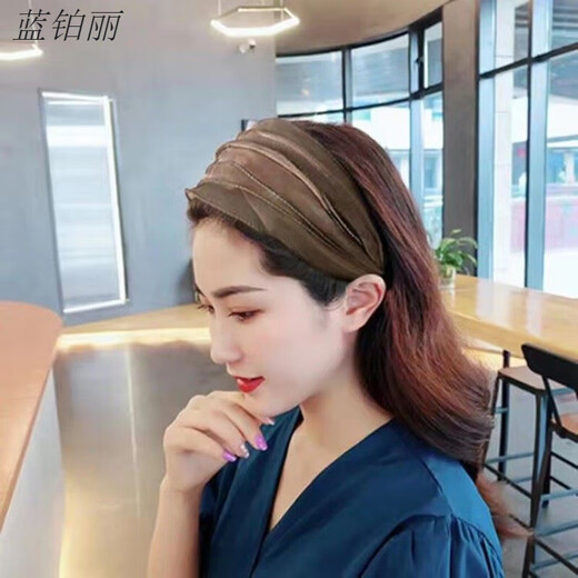 Keegfeg high-end hairband to cover white hair women's headwear wide hairpin to cover the artifact internet celebrity 2025 new hairpin hairband coffee color hairband
