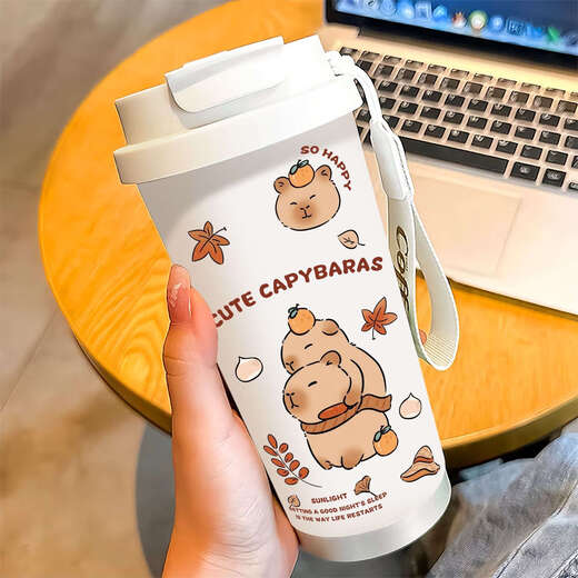 Chengliu Kapibala Thermos Cup grande capacité étudiant portable double boisson café tasse de nouveaux hommes et femmes en paille tasse de pale