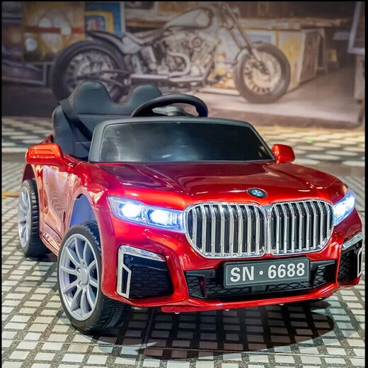 Voiture électrique à télécommande pour enfants à quatre roues à quatre roues 1-3-6 ans pour bébé voiture de la voiture pour enfants à quatre roues motrices peut être assis pour les adultes. Red standard + télécommande / auto-conduite