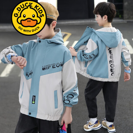 G.DUCKKIDS品牌童装男童秋装8新款外套中大童9春秋季10男孩帅气风衣13岁儿童 6627 加绒加厚冬装外套 黑色 120