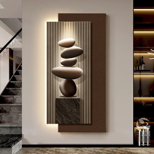 Mopai (Mopai) stone running entrance decoration painting modern light luxury meaning good corridor hanging paintings into the door LED luminous lamp painting murals stone running A model 60*120cm48*12048*100 plug-in model