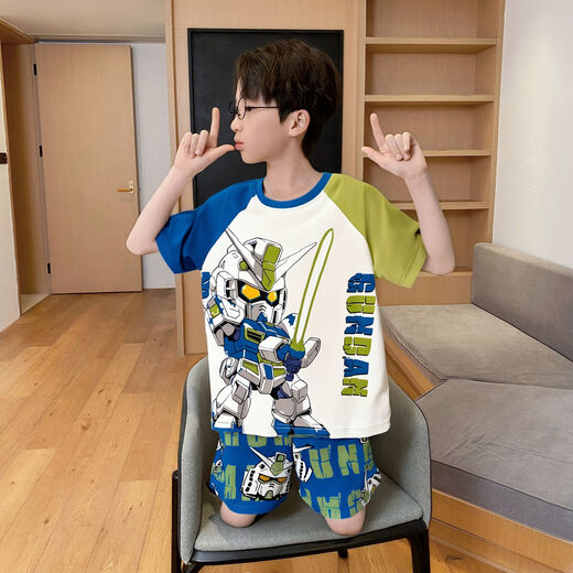 奥特曼卡皮巴拉夏款男童睡衣25新款凉感套装短袖冰丝中大童宽松家居服 1517 M码身高150-160 均码