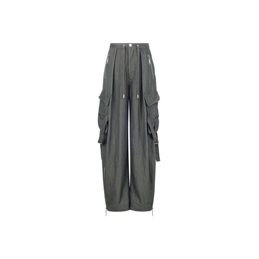 MeiYANG (MEIYANG) mountain work pants, retro motorcycle wrinkle zipper slit casual [big 70] dark green (extended version) L