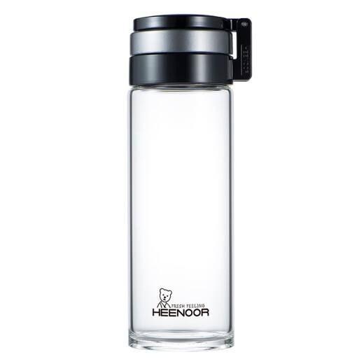 Copa de vidrio de Heenoor en una sola capa espesada en el aire libre de hombres de gran capacidad portátil de copa portátil Copa de té Portable Lifting Style-695ml-Varge Capacidad con malla de filtro