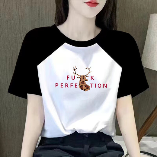 Fangluhui Bloqueo de color Spring and Summer Trendy Nuevo camiseta de manga corta Femenina Estudiante Corea Corea de moda