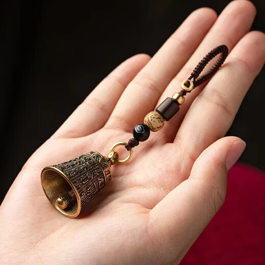 Brass key chain pendant personalized bell turtle shell handle piece retro car key lanyard stall wholesale Brass cicada + Ruyi braided rope