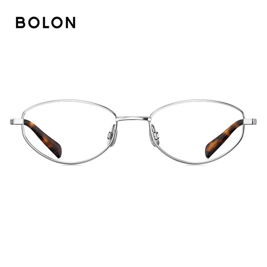 BOLON Tyrannosaurus Glasses 25 Years New Myopia Glasses Frame Academy Style Oval Optical Frame Lightweight Titanium Frame Women's BB7003 B90 Bright Silver Frame Single Frame