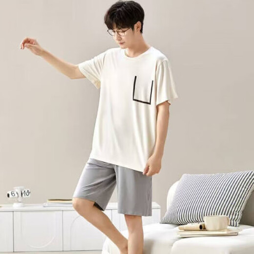 Luechmen Pyjama Herren Sommer-Lose und Shorts sowie ein großer dünner Sommeranzug tragen l [Craft 6623 Herren-Hausanzug L [Vorgeschlagen 95-120 Jin [Jin ist 0,5 kg]]