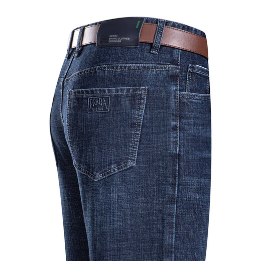 Goldlion Summer Fino Stretch Jeans Men sueltos aliviables transpirables de mediana edad.
