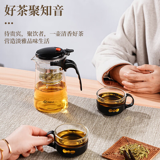Tianxi (TIANXI) glass teapot, teapot, elegant cup tea set, large capacity tea water separation cup, teacup filter teapot, single pot 500ml