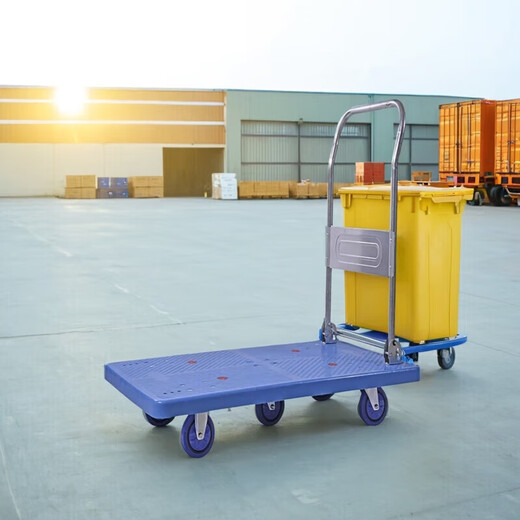 
Silent trolley with 5 wheels, flatbed truck, cargo, large wheels, folding household portable warehouse 13565 (load bearing 800 Jin [Jin equals 0.5 kg]) Super silent folding handrail