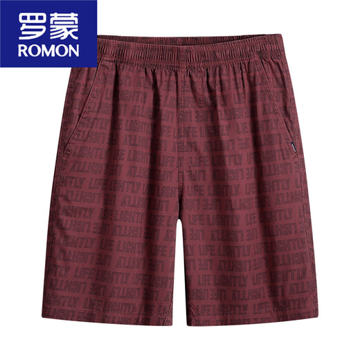 罗蒙（ROMON）夏季薄款中裤宽松5分棉居家沙滩裤中裤外穿休闲短裤男士五分裤 9215深青 3XL