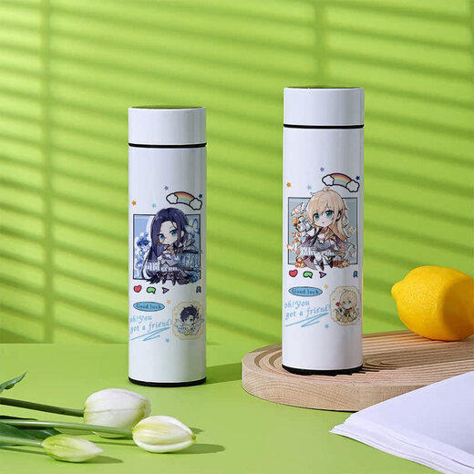 The Painted Traveler in Cheng Liu Time and Space Animation Peripheral Smart Thermos Cup Ain Luo Xia Ye Xuan Lu Chen Si Lan Water Cup Female Intelligent Thermometer Cup 480ml Customized with Pictures