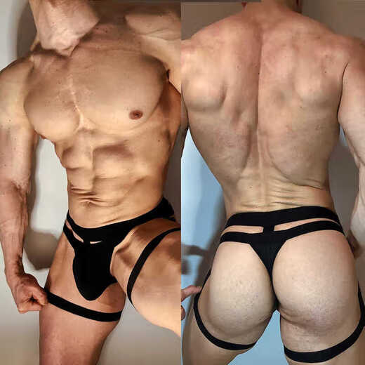 Doppelte Tanga -Männer niedrige Taille Sommer atmungsaktivem dünnem Gürtel Leichte transparent enge Tanga -Unterwäsche Hosen Eis Seiden Trendy Weiß M.