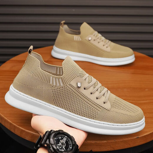 Woodpecker Herrenschuhe für Sommer atmungsaktiven Mesh -Schuhen mit weicher und geruchsicherem Flying Mesh Herren vielseitiger Freizeitbrettschuhe verbesserte atmungsaktive Version // 882 Khaki 39 [bevorzugte Prioritätslieferung]