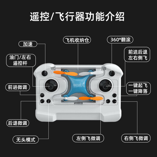 Mini Control remoto de juguete de drones Aeronave de mano altura fija de altura de quadcopter Modelo de helicóptero Sky Blue