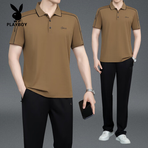 Playboy (Playboy) Été nouveau style d'âge moyen et âgé du pant de t-shirt en coton à manches courtes à manche à manches courtes à manches courtes 753 Purple foncé xl recommandé 120jin [Jin est égal à 0,5 kg] ----- 140jin [Jin est 0,5 kg] T-shirt +
