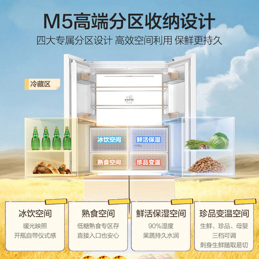 Haier Mailang refrigerator 512 liters 594 ultra-thin zero-embedded full-space freshness preservation technology EPP ultra-clean system oxygen-blocking dry and wet storage M5 high-end partition BCD-512WGHMD1BWLU1 512 liters + Mailang series + full-space preservation + EPP ultra-clean system