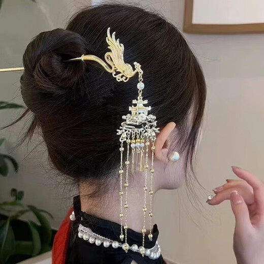 Chinese style Phoenix tassel hairpin style hairpin for women ancient style cheongsam Hanfu horse face skirt hairpin headdress Palace Phoenix