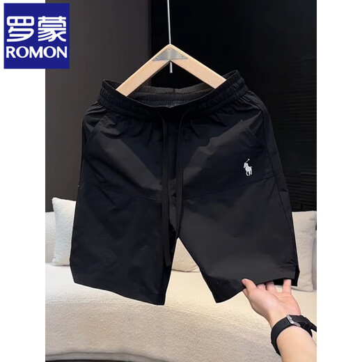 罗蒙（ROMON）速干短裤男士冰丝夏季外穿薄款跑步运动五分裤男款2025新款沙滩裤 乌梅紫色 XL 建议140-155斤