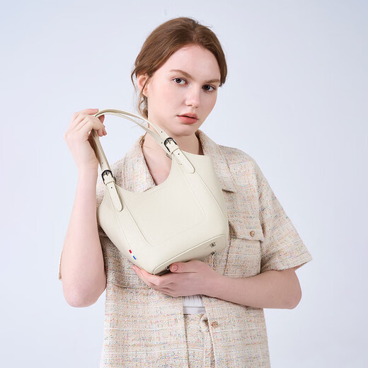Gushiqi Französische Luxus brandneue Top-Layer-Kuhläden One-Shoulder Gemüsekorb Handheld Crossbody Bag Valentinstag Geburtstagsgeschenk für Frauen vor Weiß [Off White] Schicken Sie Ihre Freundin zu Ihrer Frau zu Ihrer Mutter