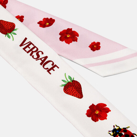 VERSACE/范思哲 男女Strawberry Garden真丝围巾领带 5W690-红色+白色 UNIC