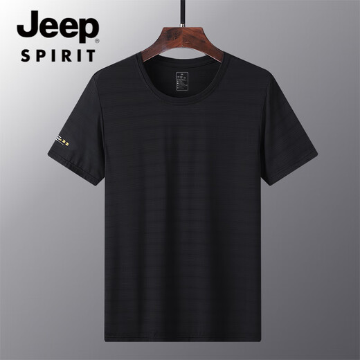 JEEP SPIRIT夏季薄款冰丝速干t恤男宽松大码运动休闲圆领透气冰丝上衣T恤 JEEP6628男白色LAY LOW 3XL 女135-145斤